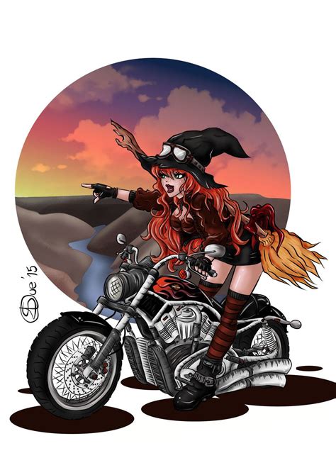 Witch on motorcycle